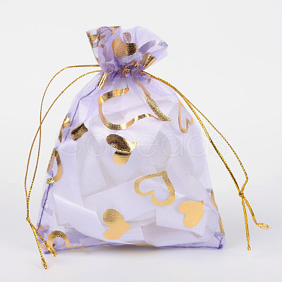 Heart Printed Organza Bags OP-R022-10x12-05-1