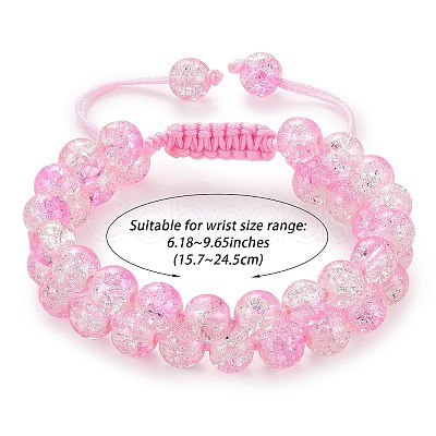 Sparkling Round Glass Braided Bead Bracelet BJEW-SW00082-11-1