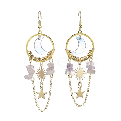 Moon & Sun & Star Alloy Chandelier Earrings EJEW-TA00294-1