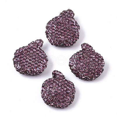 Handmade Polymer Clay Rhinestone Beads RB-T017-07D-1