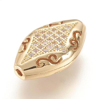 Brass Micro Pave Cubic Zirconia Beads ZIRC-F062-26G-1