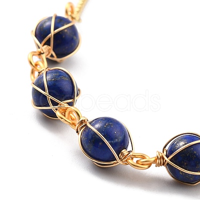 Natural Lapis Lazuli Wrapped Bracelets BJEW-A122-10A-1