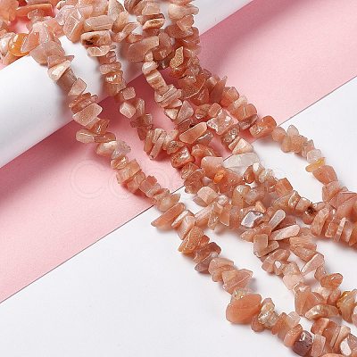 Natural Sunstone Chip Bead Strands G-M205-67-1