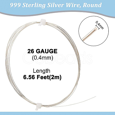 BENECREAT 1Pc 999 Fine Silver Wire STER-BC0001-66C-1