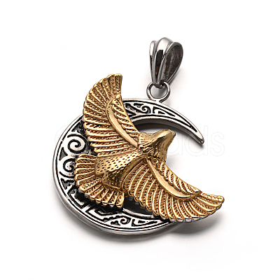 Eagle/Hawk Charm & Moon 304 Stainless Steel Big Pendants STAS-F068-03-1