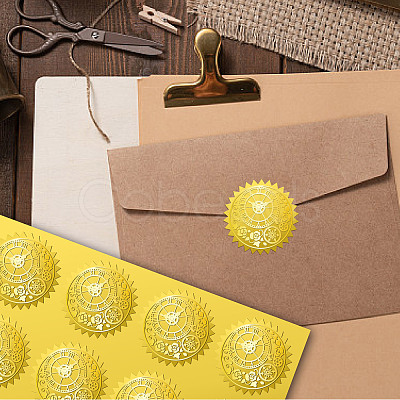 34 Sheets Self Adhesive Gold Foil Embossed Stickers DIY-WH0509-061-1