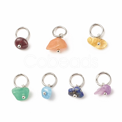 7Pcs 7 styles Natural Stone Charms PALLOY-JF01485-02-1