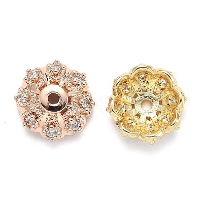 Multi-Petal Brass Micro Pave Cubic Zirconia Bead Caps X-ZIRC-F088-038-M-1