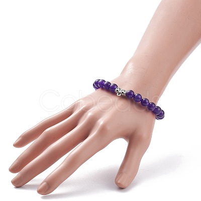 7Pcs 7 Color Natural Malaysia Jade(Dyed) Stretch Bracelets Set with Alloy Hangers BJEW-JB08133-1