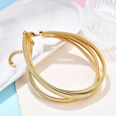 304 Stainless Steel 3-Strand Snake Chain Necklaces for Women NJEW-B122-02G-1