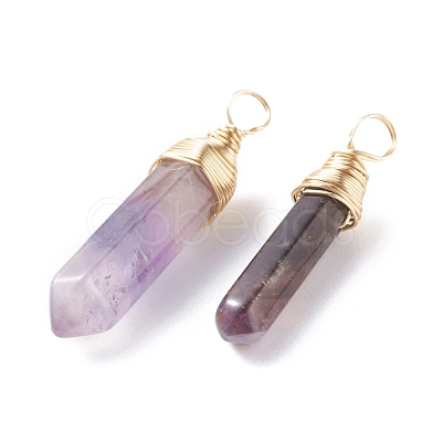 Natural Amethyst Double Terminated Pointed Pendants PALLOY-JF01211-01-1