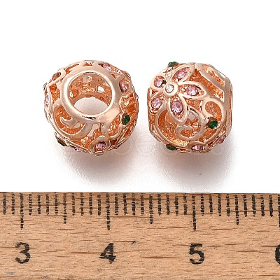 Rack Plating Alloy Rhinestone European Beads PALLOY-P307-04RG-1