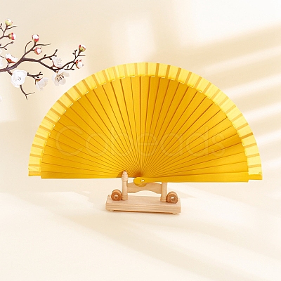 Spanish Solid Color Bamboo with Paper Folding Fan PW-WGF3F0E-03-1