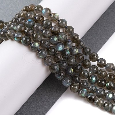 Grade AA Natural Gemstone Labradorite Round Beads Strands G-E251-33-6mm-01-1