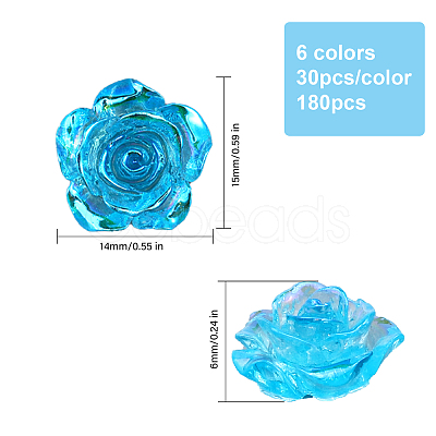 CHGCRAFT 180Pcs 6 Colors Transparent Resin Cabochons CRES-CA0001-21-1