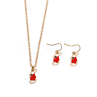 Alloy Enamel Pendant Necklaces & Dangle Earrings Sets for Women PW-WGBD6F2-06-1