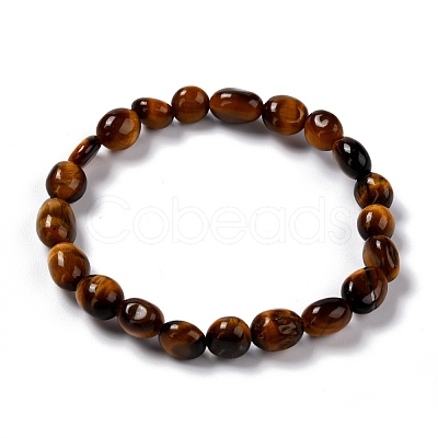 Natural Tiger Eye Beaded Stretch Bracelets BJEW-F414-02B-01-1