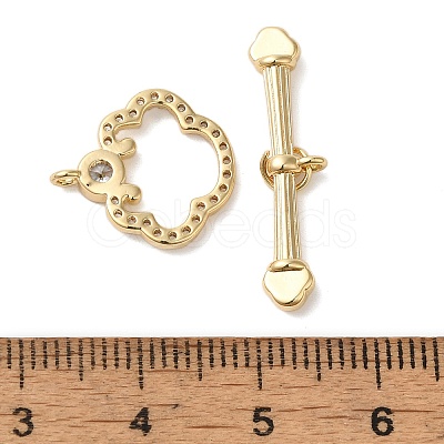 Brass Micro Pave Clear Cubic Zirconia Toggle Clasps KK-N254-76G-1