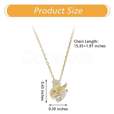 Clear Cubic Zirconia Swan Pendant Necklace JN1063C-1