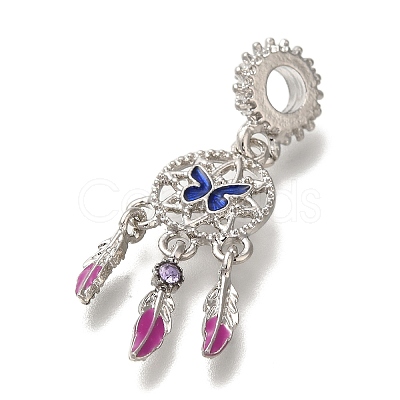 Rack Plating Alloy Rhinestone European Dangle Charms PALLOY-P307-08P-1