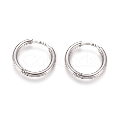 Tarnish Resistant 202 Stainless Steel Huggie Hoop Earrings EJEW-F111A-17mm-P-1