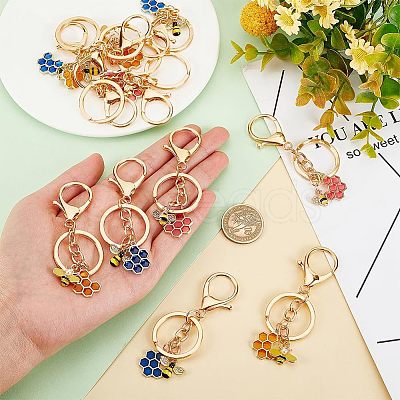 Nbeads 4 Sets Alloy Enamel Pendants Keychains KEYC-NB0001-36-1