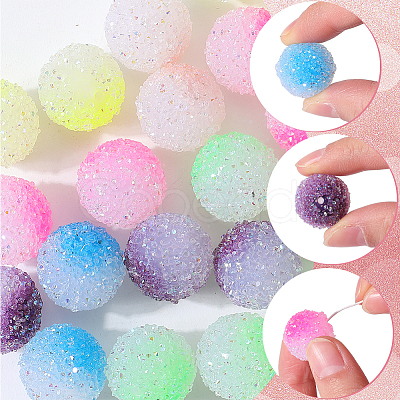 SUNNYCLUE 36Pcs 6 Colors Frosted Acrylic Beads MACR-SC0001-14-1