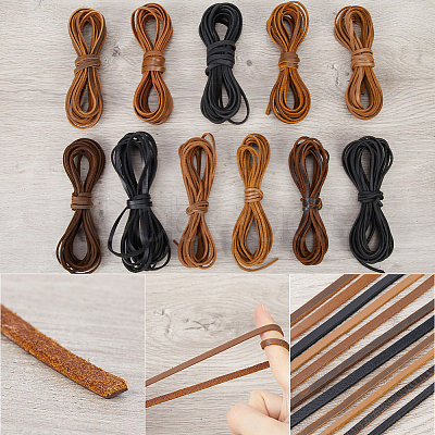 Gorgecraft Flat Cowhide Leather Jewelry Cord LC-GF0001-10B-01-1