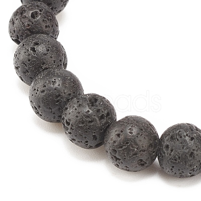 3Pcs 3 Color Natural Lava Rock & Synthetic Hematite Stretch Bracelets Set BJEW-JB08323-1