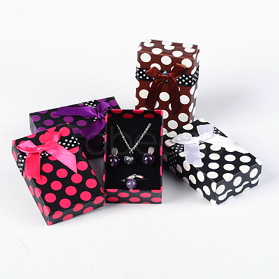 Valentines Day Presents Packages Rectangle Polka Dot Printed Cardboard Jewelry Boxes CBOX-E002-M-1