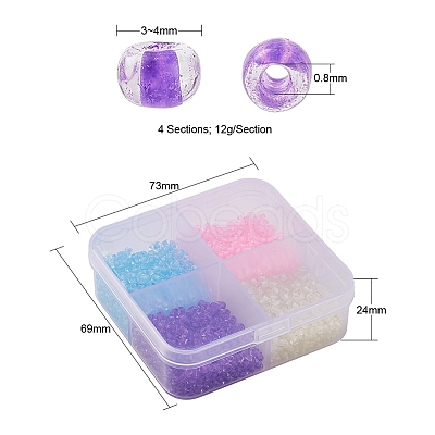 1000Pcs 4 Colors 8/0 Transparent Inside Colours Glass Seed Beads SEED-YW0001-70-1