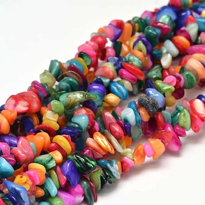 Natural Chip Dyed Shell Bead Strands X-G-L454-10-1