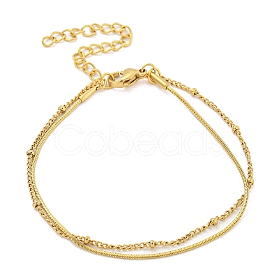 304 Stainless Steel Multi-strand Bracelets BJEW-R315-02G-1