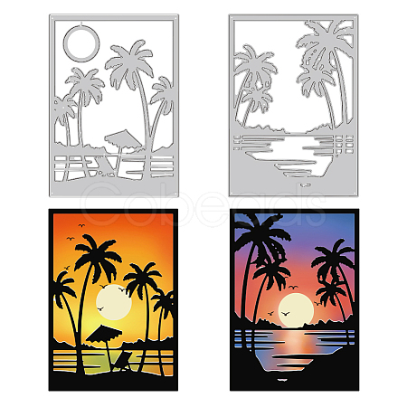 Coconut Tree Theme Carbon Steel Cutting Dies Stencils DIY-WH0309-1313-1