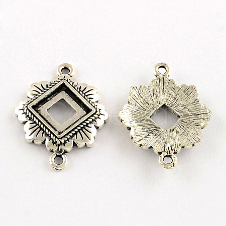 Tibetan Style Flower Alloy  Cabochon Connector Open Back Settings TIBEP-S290-08AS-RS-1