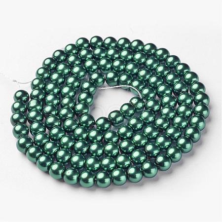 Round Glass Pearl Beads Strands JPS8MMY-59-1