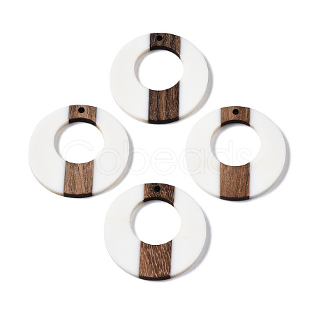 Opaque Resin & Walnut Wood Pendants RESI-T035-23-1