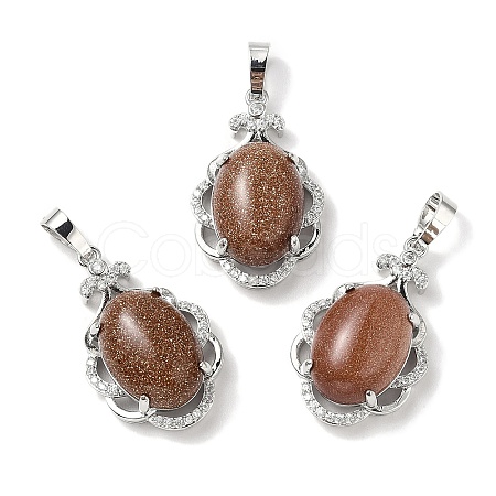 Synthetic Goldstone Oval Pendants G-NH0025-15P-02-1