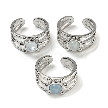 Natural Aquamarine Adjustable Rings RJEW-K269-10P-04-1