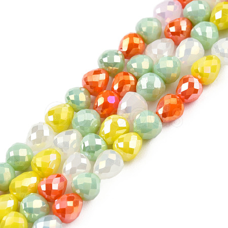 Electroplate Opaque Solid Color Glass Beads Strands EGLA-N022-26A-03-1