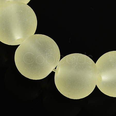 Frosted Glass Beads Strands X-GGB6MMY-DK01-1