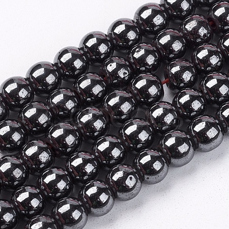 Magnetic Synthetic Hematite Beads Strands G-Q893-6mm-1
