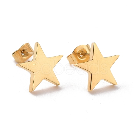 Ion Plating(IP) 304 Stainless Steel Star Stud Earrings for Women X-STAS-I693-01G-1