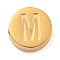 Ion Plating(IP) 304 Stainless Steel Beads, Flat Round with Letter, Golden, Letter M, 8x3mm, Hole: 1.6mm