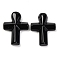 Natural Obsidian Pendants, Cross, 35.5x24.5x4mm, Hole: 1.6mm