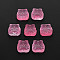 Transparent Glass Beads, Chinese Zodiac Signs Tiger, Hot Pink, 11.5x12x8mm, Hole: 1mm