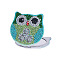 Owl DIY Diamond Mirror Painting Kit, Including Resin Rhinestones Bag, Diamond Sticky Pen, Tray Plate and Glue Clay, Turquoise, 70x76.2mm