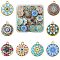 40Pcs 8 Style Alloy Printed Pendants, Cadmium Free & Nickel Free & Lead Free, Flat Round with Flower Charms, Mixed Color, 21.5x18x3mm, Hole: 1.8mm, 5Pcs/color