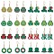 16Pair Saint Patrick's Day Theme 304 Stainless Steel Dangle Earrings, with Alloy Enamel Pendants, Mixed Color, 39.5~42.5x19~23mm, 16pair/set