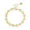 8mm Round 304 Stainless Steel Beaded Bracelets for Women, Real 18K Gold Plated, 7-3/8 inch(18.8cm)